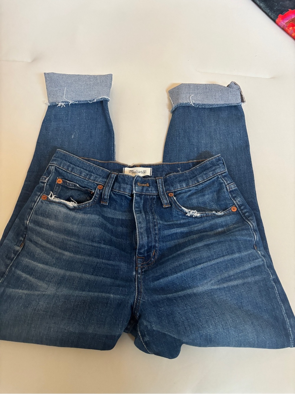 Madewell Boyfriend blue Washed Rolled-Hem Jeans
